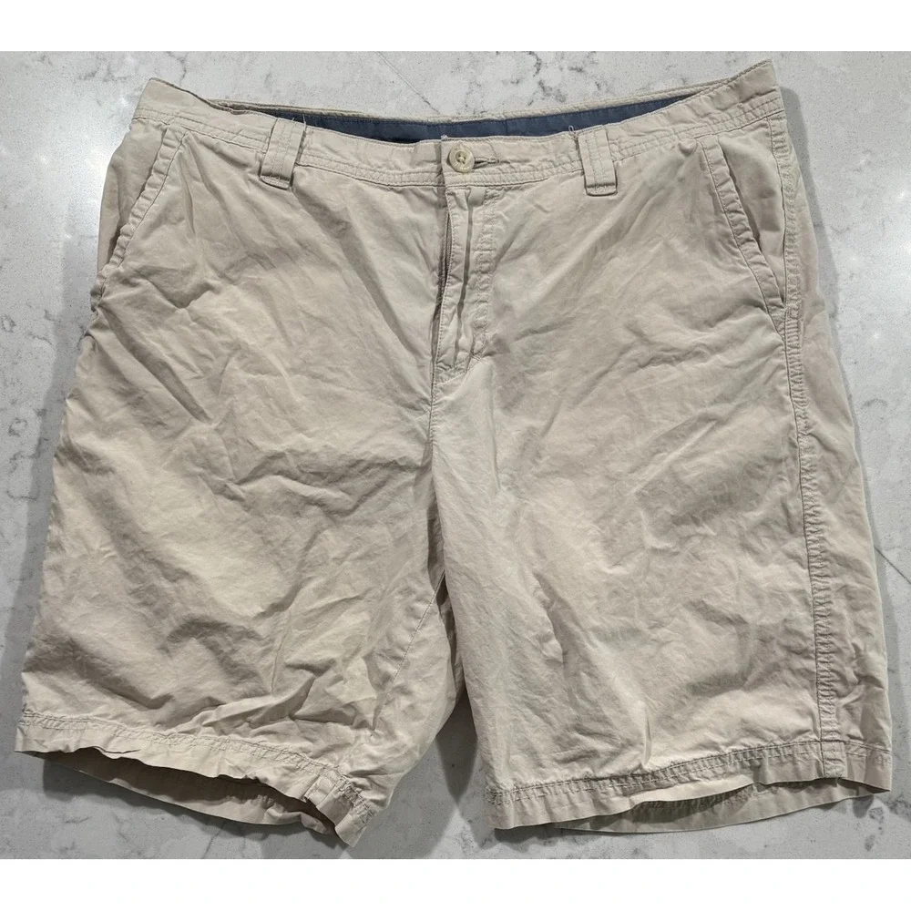 Columbia Chino Shorts Mens 34 Light Khaki Flat Front Lightweight Outdoor Hiking